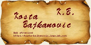 Kosta Bajkanović vizit kartica
